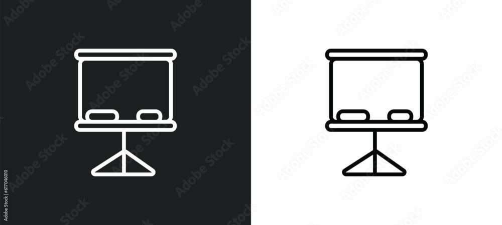 Poster board line icon in white and black colors. board flat vector icon from board collection for web, mob