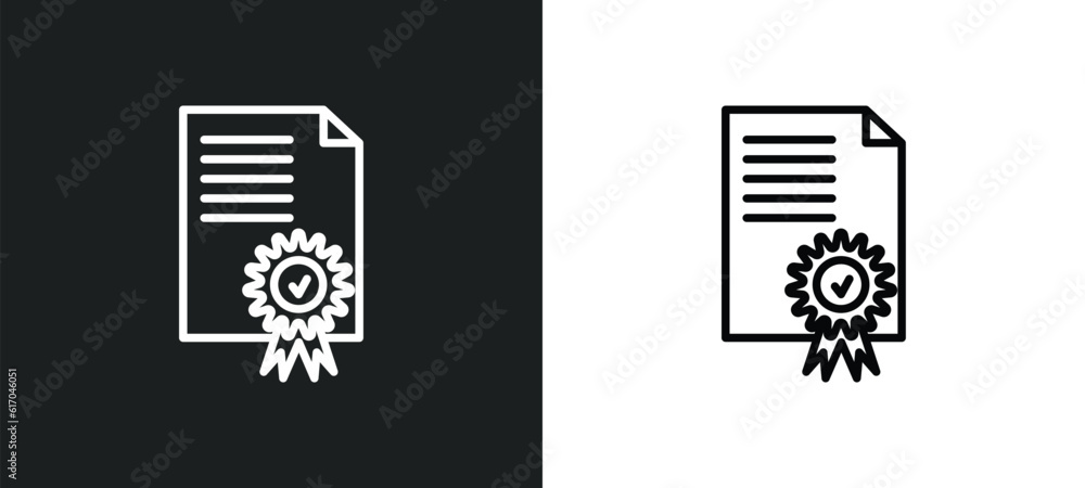 Poster qualification line icon in white and black colors. qualification flat vector icon from qualification