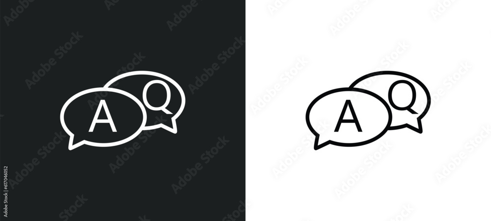 Poster qa line icon in white and black colors. qa flat vector icon from qa collection for web, mobile apps 