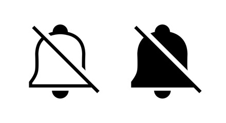 Silent notification icon vector. Crossed out bell sign symbol. No notifications concept