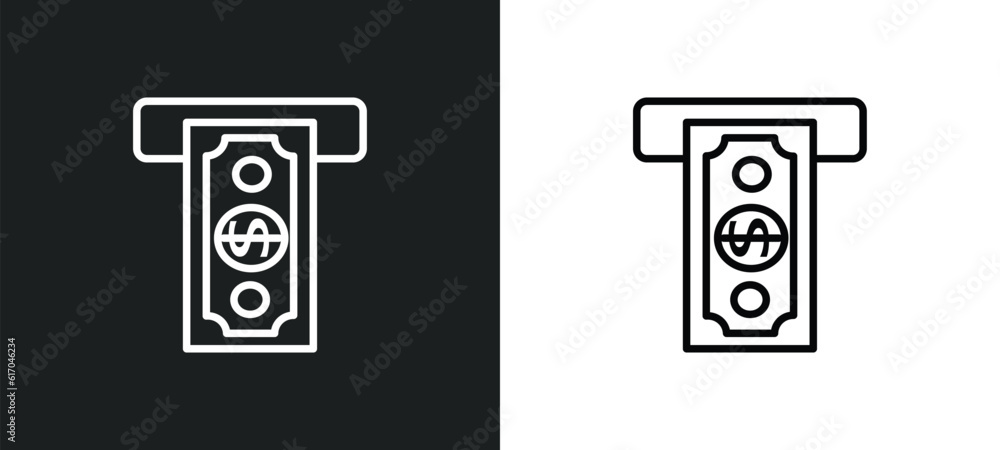Aufkleber withdrawal line icon in white and black colors. withdrawal flat vector icon from withdrawal collecti