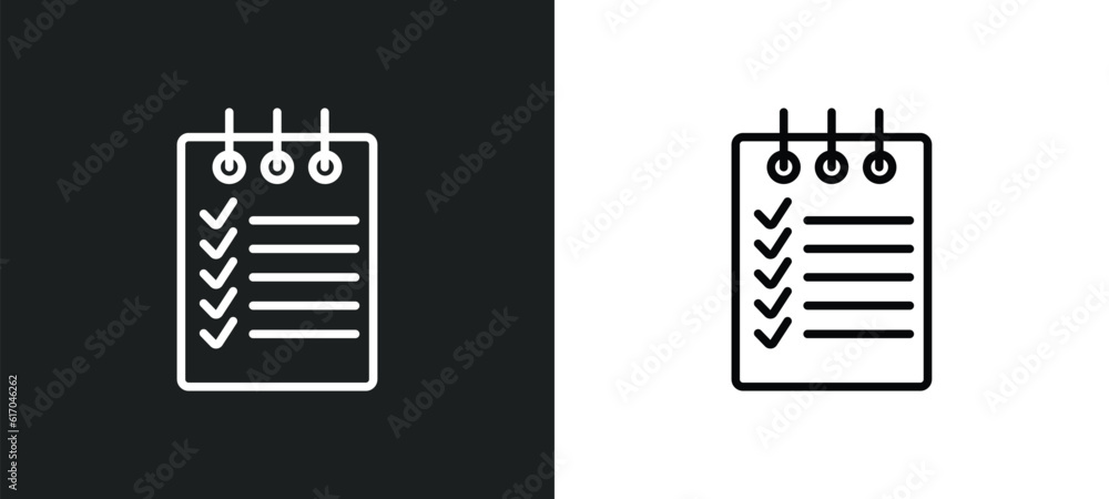 Poster shopping list line icon in white and black colors. shopping list flat vector icon from shopping list