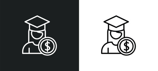 business education line icon in white and black colors. business education flat vector icon from business education collection for web, mobile apps and ui.