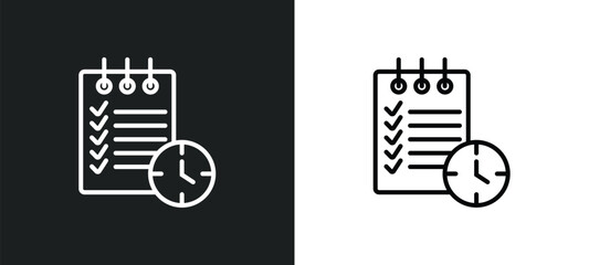 waiting list line icon in white and black colors. waiting list flat vector icon from waiting list collection for web, mobile apps and ui. - obrazy, fototapety, plakaty