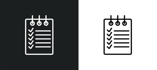 shopping list line icon in white and black colors. shopping list flat vector icon from shopping list collection for web, mobile apps and ui.