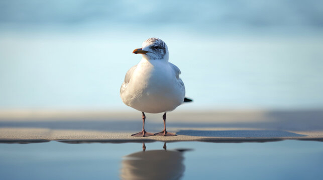 seagull on the shore HD 8K wallpaper Stock Photographic Image