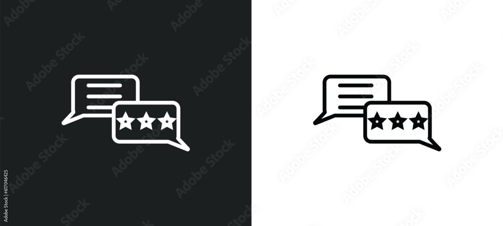 Poster customer review line icon in white and black colors. customer review flat vector icon from customer 