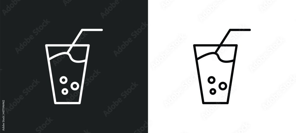 Poster soft drink line icon in white and black colors. soft drink flat vector icon from soft drink collecti