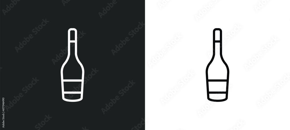 Poster wine bottles line icon in white and black colors. wine bottles flat vector icon from wine bottles co