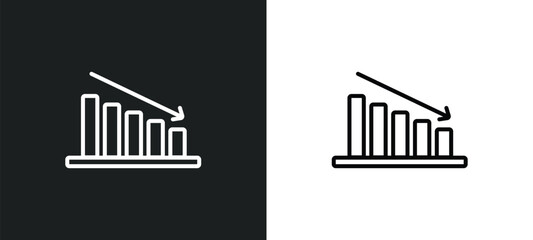 decrease line icon in white and black colors. decrease flat vector icon from decrease collection for web, mobile apps and ui.