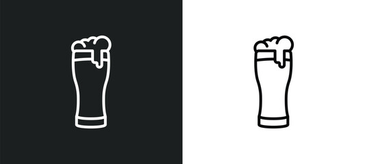 pint of beer line icon in white and black colors. pint of beer flat vector icon from pint of beer collection for web, mobile apps and ui.