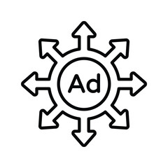 Obraz premium Advertising Submission Outline Icon Design illustration. Online Steaming Symbol on White background EPS 10 File