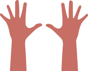 Isolated illustration of two humand hands point up, icon of body part in red pastel  color