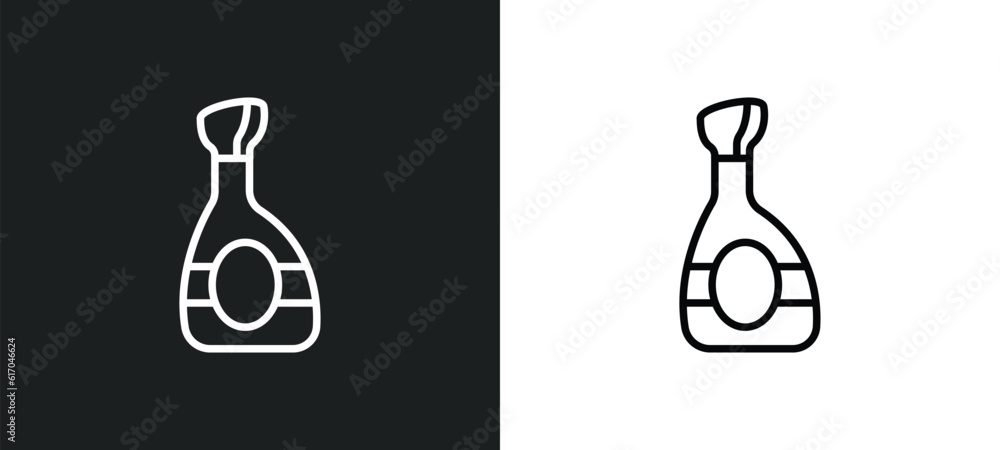 Poster cognac line icon in white and black colors. cognac flat vector icon from cognac collection for web, 