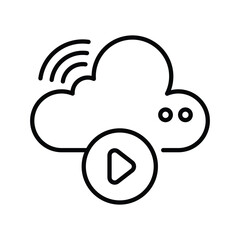 Cloud Streaming Outline Icon Design illustration. Online Steaming Symbol on White background EPS 10 File