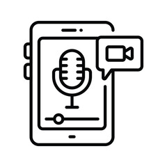 Live Podcast Outline Icon Design illustration. Online Steaming Symbol on White background EPS 10 File