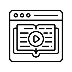 Online Video Reading Outline Icon Design illustration. Online Steaming Symbol on White background EPS 10 File