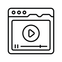 Online Video Outline Icon Design illustration. Online Steaming Symbol on White background EPS 10 File