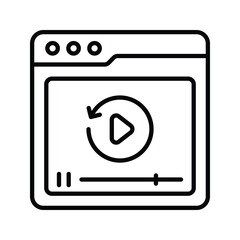Refresh Video Outline Icon Design illustration. Online Steaming Symbol on White background EPS 10 File