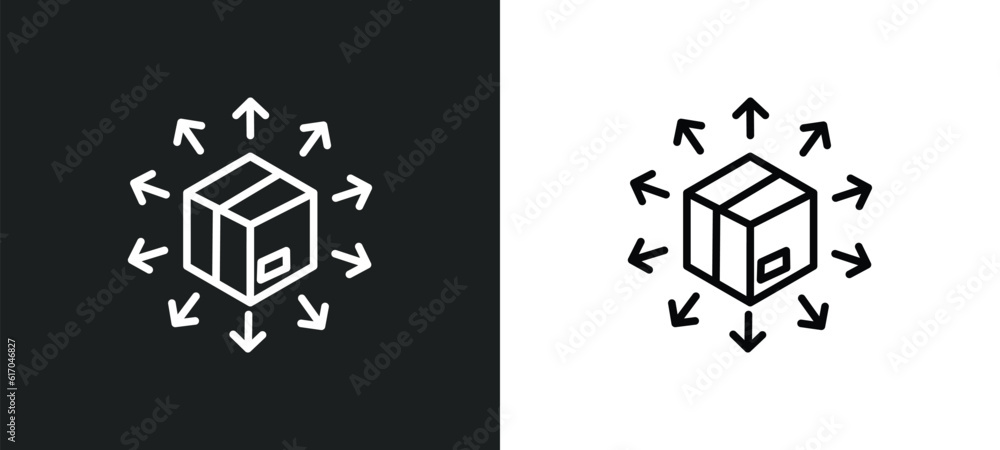 Aufkleber distribution line icon in white and black colors. distribution flat vector icon from distribution co