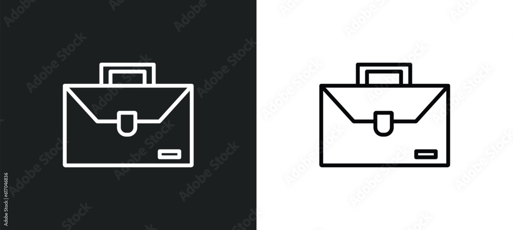 Poster briefcase line icon in white and black colors. briefcase flat vector icon from briefcase collection 