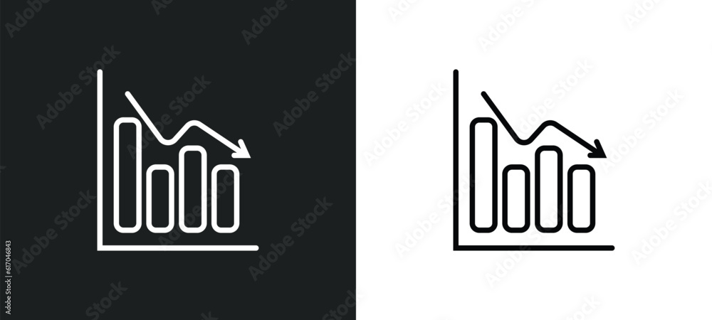 Poster bar chart line icon in white and black colors. bar chart flat vector icon from bar chart collection 