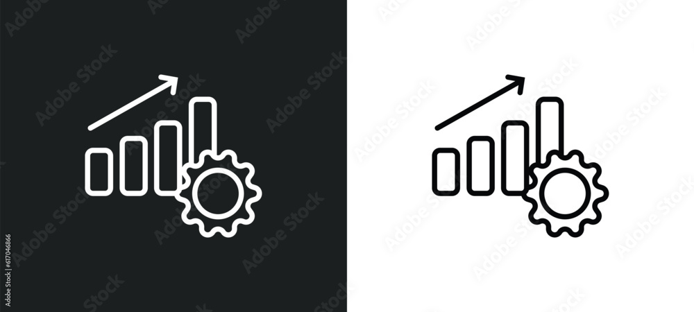 Poster productivity line icon in white and black colors. productivity flat vector icon from productivity co