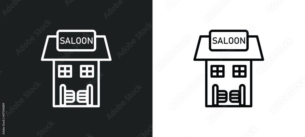 Poster desert saloon line icon in white and black colors. desert saloon flat vector icon from desert saloon