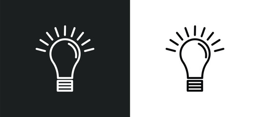 light bulb line icon in white and black colors. light bulb flat vector icon from light bulb collection for web, mobile apps and ui.