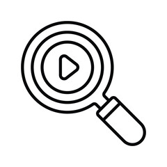 Video Search Outline Icon Design illustration. Online Steaming Symbol on White background EPS 10 File