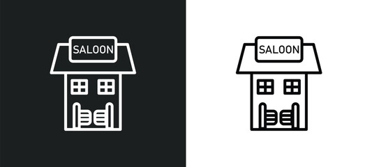 desert saloon line icon in white and black colors. desert saloon flat vector icon from desert saloon collection for web, mobile apps and ui.