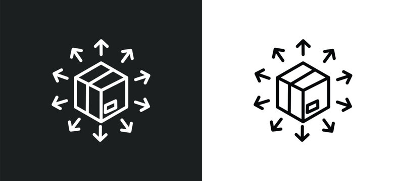 distribution line icon in white and black colors. distribution flat vector icon from distribution collection for web, mobile apps and ui.