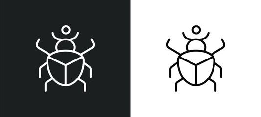 scarab line icon in white and black colors. scarab flat vector icon from scarab collection for web, mobile apps and ui. - obrazy, fototapety, plakaty