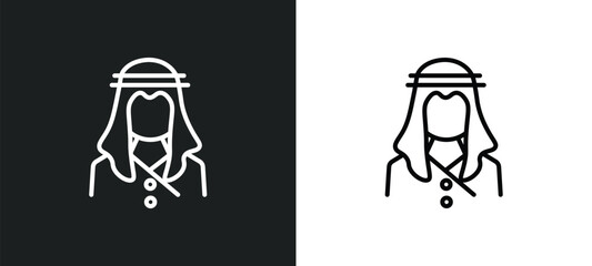 sheik line icon in white and black colors. sheik flat vector icon from sheik collection for web, mobile apps and ui.