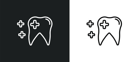 healthy tooth line icon in white and black colors. healthy tooth flat vector icon from healthy tooth collection for web, mobile apps and ui.