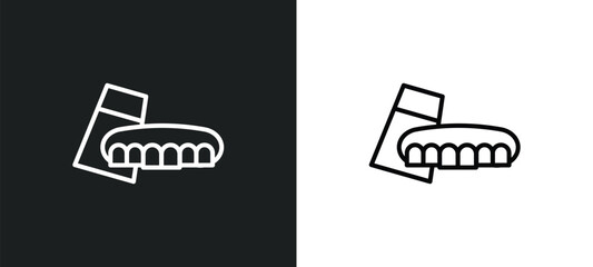 denture line icon in white and black colors. denture flat vector icon from denture collection for web, mobile apps and ui.