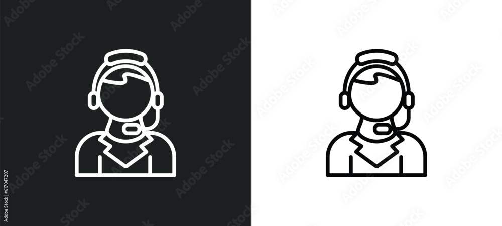 Poster customer support line icon in white and black colors. customer support flat vector icon from custome