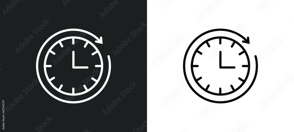 Poster wait time line icon in white and black colors. wait time flat vector icon from wait time collection 