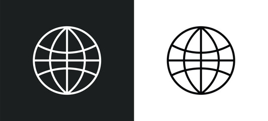Fototapeta premium earth grid line icon in white and black colors. earth grid flat vector icon from earth grid collection for web, mobile apps and ui.