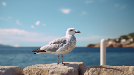 seagull on the pier HD 8K wallpaper Stock Photographic Image