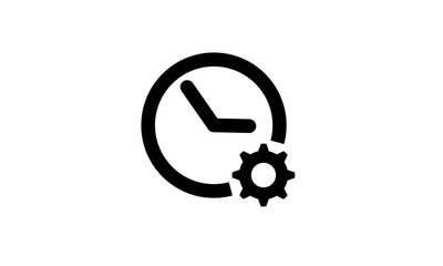 Time management icon. clock with cog wheel Concept study, process,work Business gear. Vector illustration