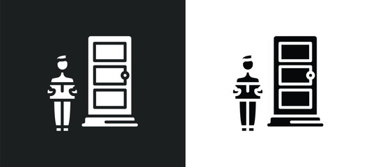 line icon in white and black colors. flat vector icon from collection for web, mobile apps and