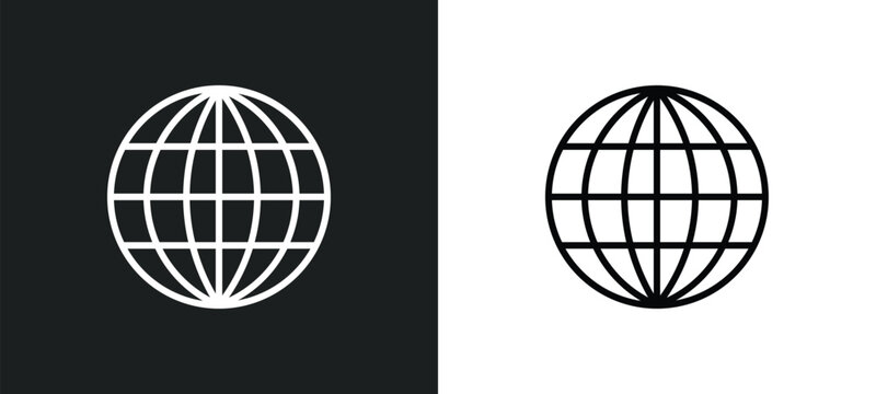 worldwide line icon in white and black colors. worldwide flat vector icon from worldwide collection for web, mobile apps and ui.