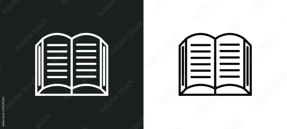 Poster open book line icon in white and black colors. open book flat vector icon from open book collection 