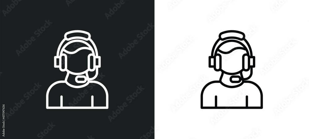 Poster customer service line icon in white and black colors. customer service flat vector icon from custome