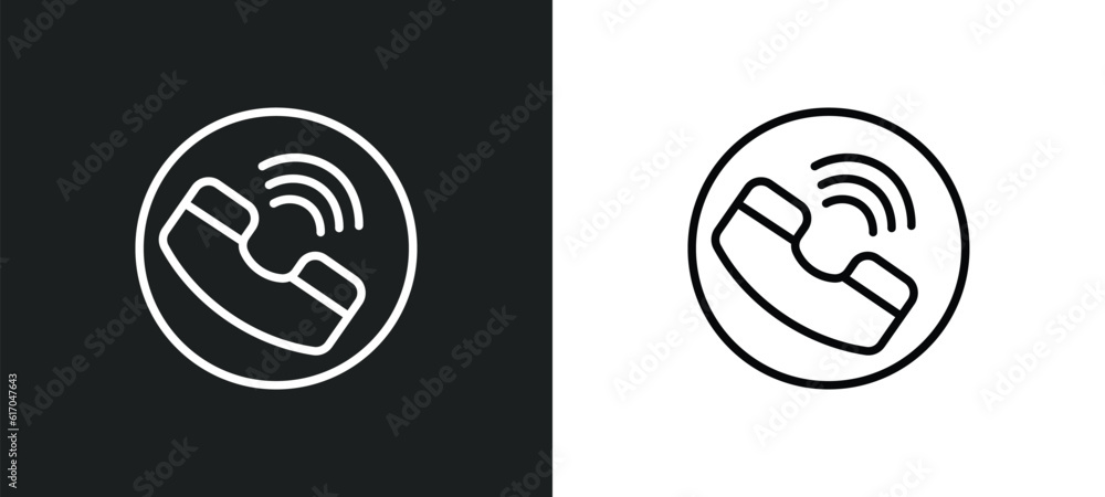 Poster calling line icon in white and black colors. calling flat vector icon from calling collection for we