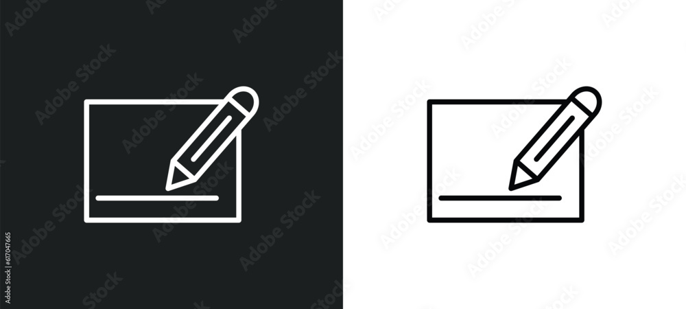 Poster edit line icon in white and black colors. edit flat vector icon from edit collection for web, mobile