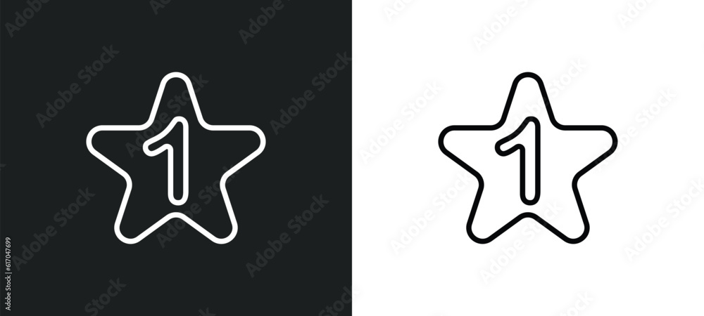 Poster number 1 line icon in white and black colors. number 1 flat vector icon from number 1 collection for