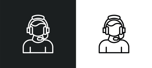 customer service line icon in white and black colors. customer service flat vector icon from customer service collection for web, mobile apps and ui.