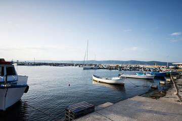 Fototapeta na wymiar View of the port of Nessebar, Bulgaria.